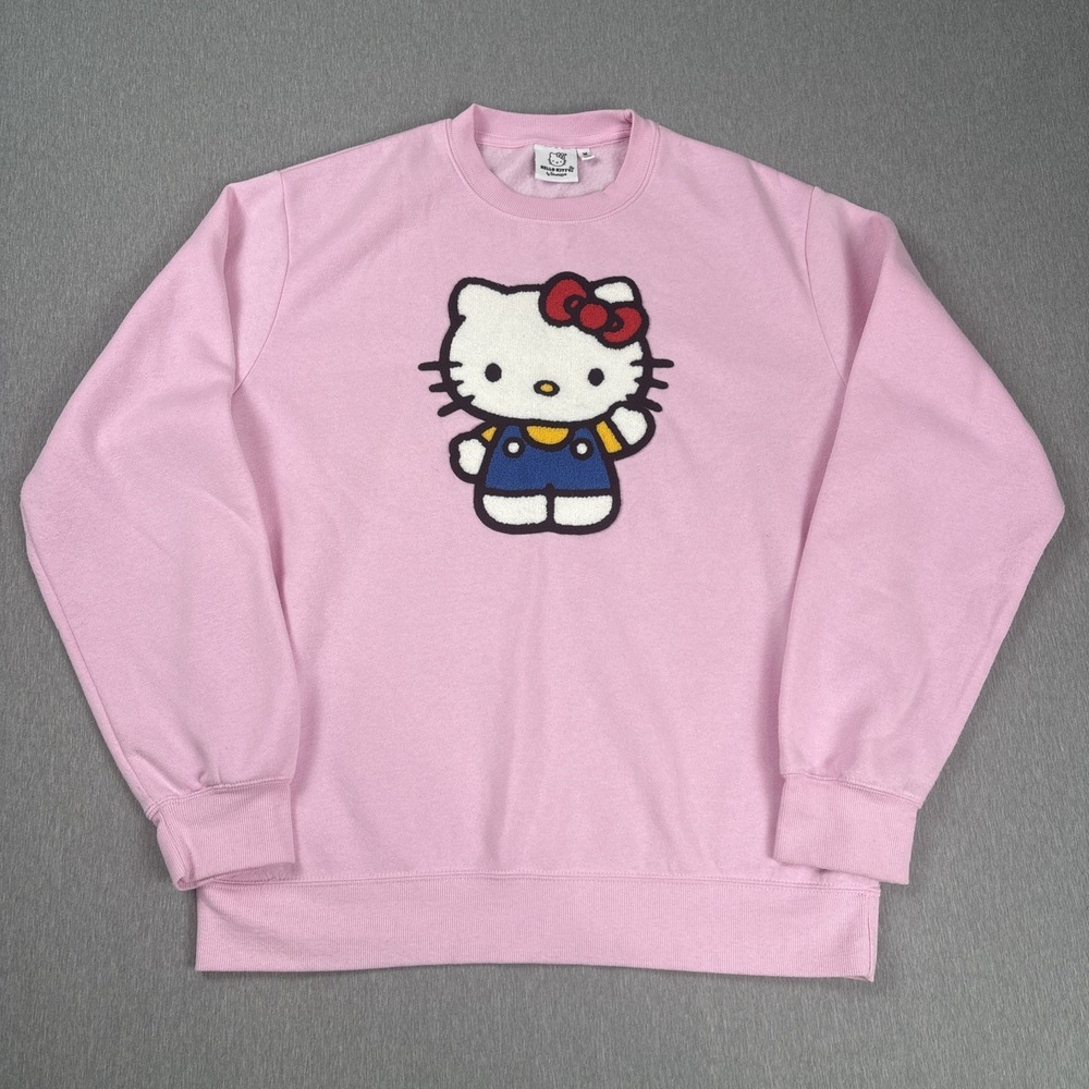 Sanrio Hello Kitty‎ Crewneck Sweatshirt Womens M Light Pink Embroidered